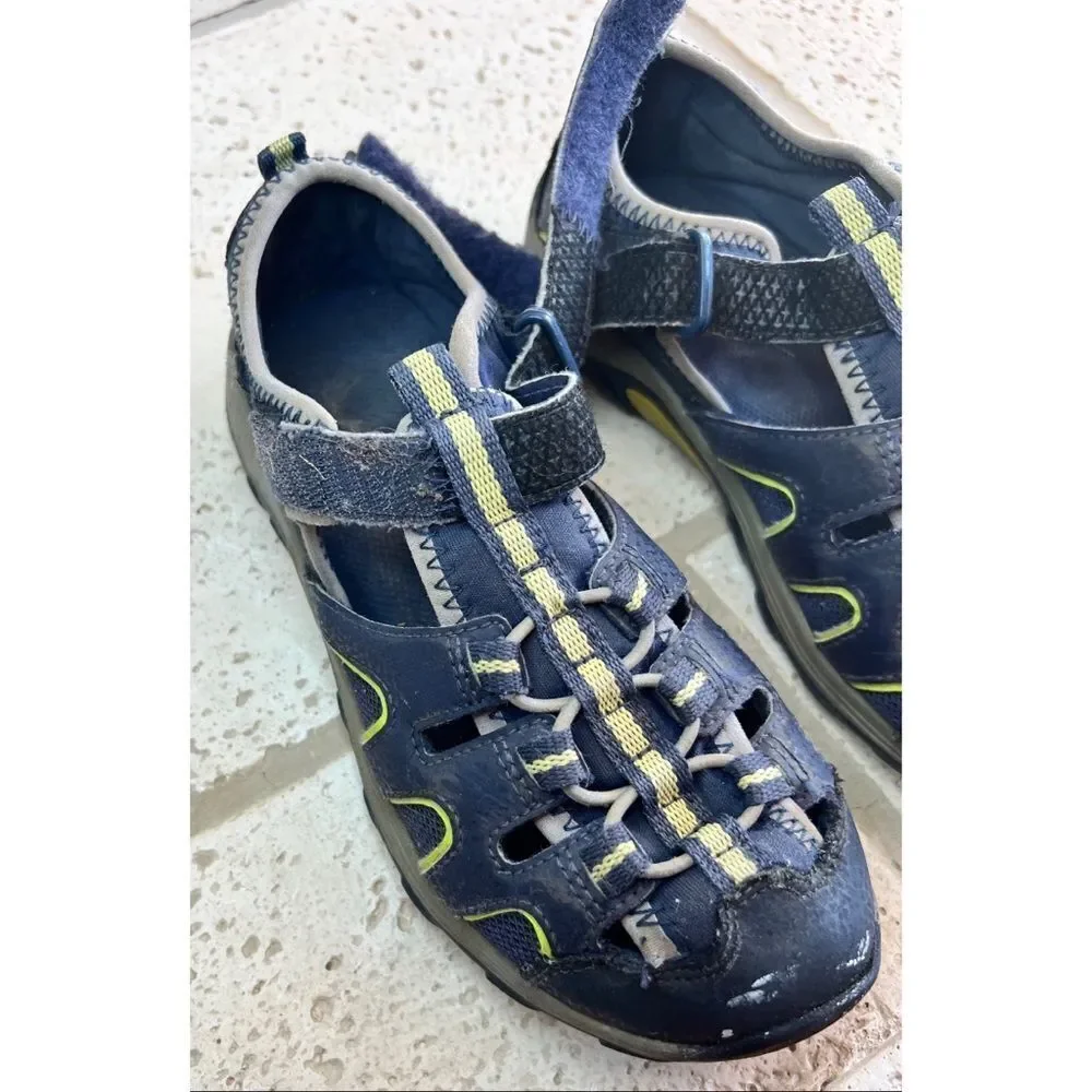 Merrell Kids Hydro H2O Hiker Sport Sandals Navy Lime Mesh Leather Sz 3